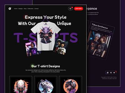 👺 Landing Page for Cyberpunk-Inspired Japanese Tees design hero landing page logo shop t shirt ui