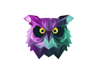 OWL RETRO branding logo low poly owl polygonal retro