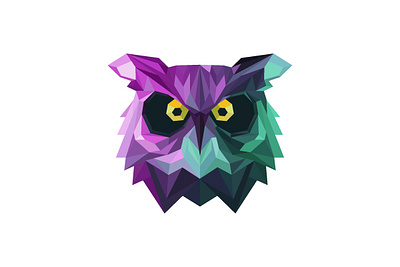 OWL RETRO branding logo low poly owl polygonal retro