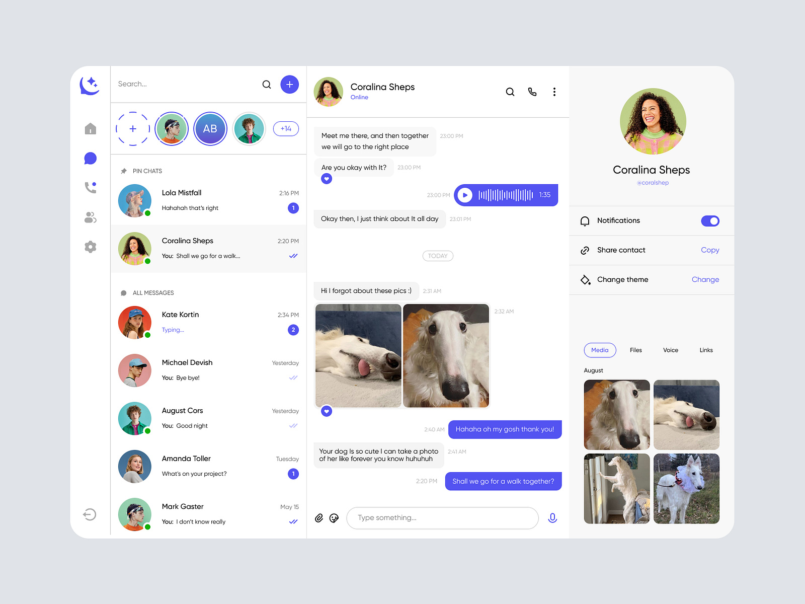 Chat interface UX/UI by Veronika Tushnolobova on Dribbble