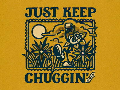 Just Keep Chugging Along ☕️ 1940s cartoon graphic illustration handdrawn illustration procreate retro thick lines vintage