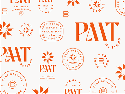 Paat Designs Brand Kit badge design brand identity brand kit custom typography florida flower logo fresh logo modern retro sun logo tropical typography wordmark