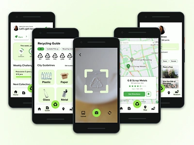GreenWise: Screens & Demo app demo figma hackathon machine learning mobile recycling ui ux design