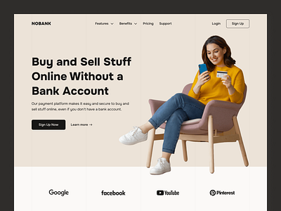 NoBank Hero Section design ui ux web design