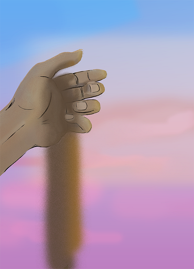 Time blue hand illustration pink sand