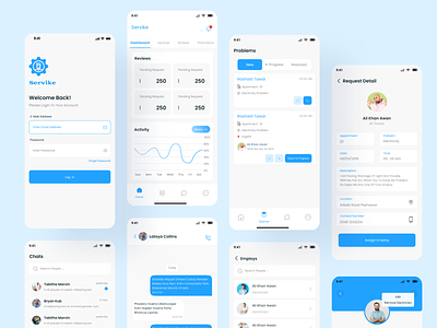 Building Management App ( Admin ) app admin app dashboard app design app ui branding building management chat dashboard detail page home page log in management app mangement app profile ui