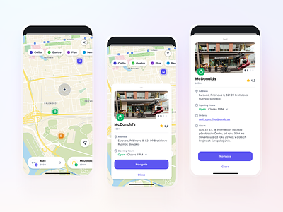 Paylette - Navigate acceptance app benefits design destination detail feed find google maps gps interface ios list location map mobile navigate shop ui ux