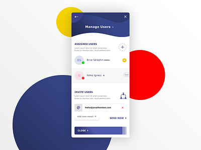 Manage Users App add new mail android ios app application assigned users brand branding creativemarket seraphin brice graphic design illustrator ai invitation invite manager user mobile smartphone photoshop psd presentation print designer product designer profile typo typography ui ux designer