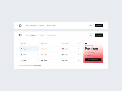 Megamenu component of the SaaS | Funkymag flyout integration megamenu nav navbar navigation saas