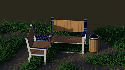 3D Bench with solar panel 3d bench solarpanel