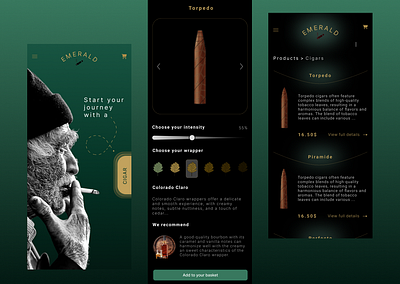 EMERALD e-Shop adobe app branding cigars design eshop figma graphic design illustration inspiration inspire logo luxury minimal mobile research ui ux web