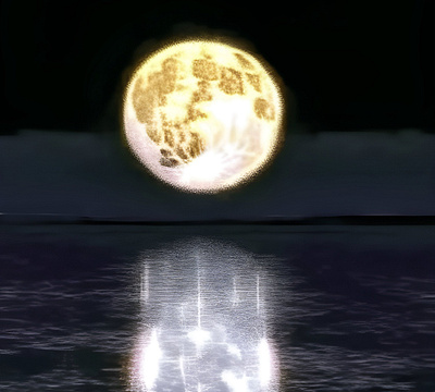 strange moon on the horizon bright digital art illustration light moon planet reflection round