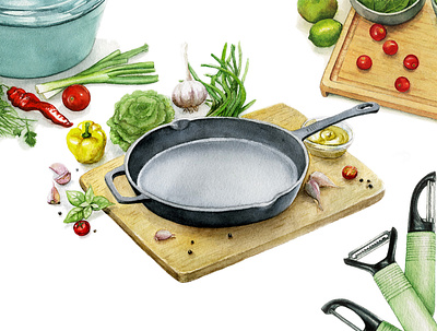Kitchenware packaging illustrations illustration packaging illustration traditional watercolor illustration