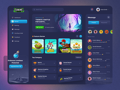 Game Store Dashboard dashboard game game store gamestore gaming marketplace message nft game product product design remotework staking ui design userinterface ux