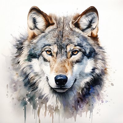 Watercolor Wolf art clipart design flower graphic design illustration watercolor wolf wolves