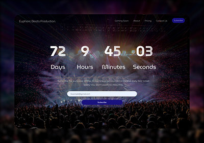 Countdown Timer - DailyUI #014 branding bright canva countdowntimer dailyui figma graphicdesign inspiration landing page music neon popular practice product subscribe typography ui ux venue webdesign