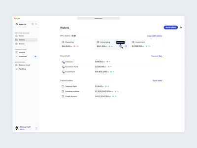 Koshari wallets screen clean ui design saas ui