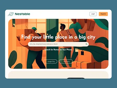 Nestable Front Page branding design graphic design house illustration layout logo real estate ui ux