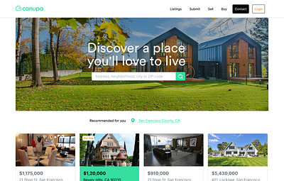 Canupa Real Estate Website branding design housing layout real estate ui ux