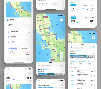 SkyNav - Flight Tracker App flight flight mobile app flight tracker map minimalist mobile plane slab slabdsgn tracker travel ui ux