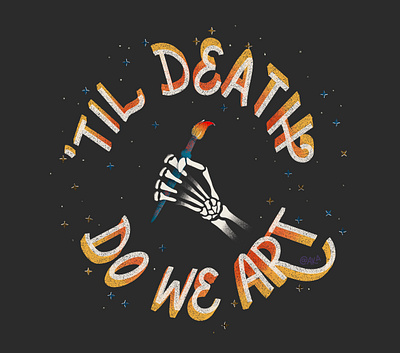 til death do we art hand lettered artist design digital halloween vibes illustration lettering procreate retro supply