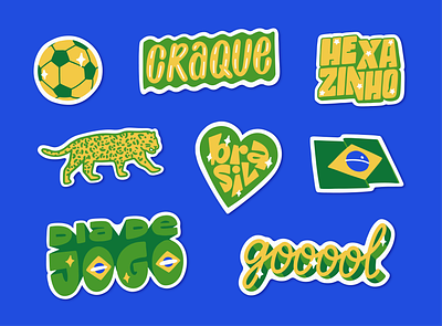 Stickers celebrating Brazil at the World Cup 2022 brasil brazil fun illustration soccer stickers world cup