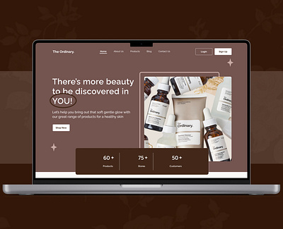 Landing Page For The Ordinary Skincare Brand app design design figma landing page skincare ui website
