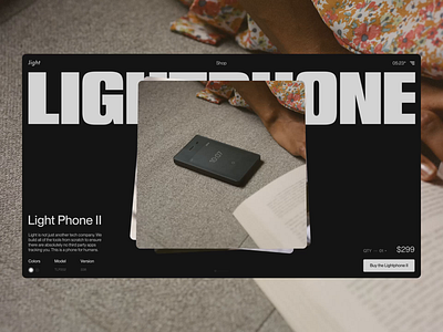The Light Phone - Product Single 360 art direction interaction layout light lightphone phone product shop single smartphone technology ui webdesign website