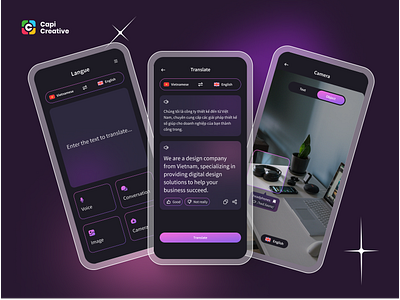 Translation App - Neon Design Style app app design design mobile mobile app design mobile app ui design neon neon design neon design style translation app translation app design ui uidesign