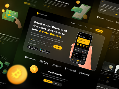 Melon Financials - Landing Page black and yellow coin company crypto crypto landingpage crypto service didi kurniawan e wallet financials market market coin mockup nft wallet one page promotion web swap coin uiux user interface wallet website
