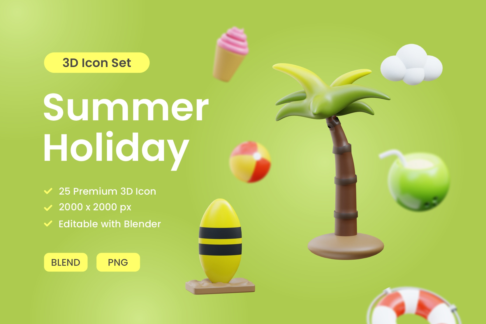 Summer 3D Icon Set 3d 3d icon 3d icons holiday icon summer