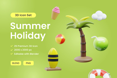 Summer 3D Icon Set 3d 3d icon 3d icons holiday icon summer