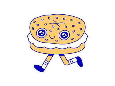 Bagel and Cream Cheese bagel branding cream cheese design eye food graphic design icon illustration kawaii logo new york city nyc queens run running seeds shoes smile socks