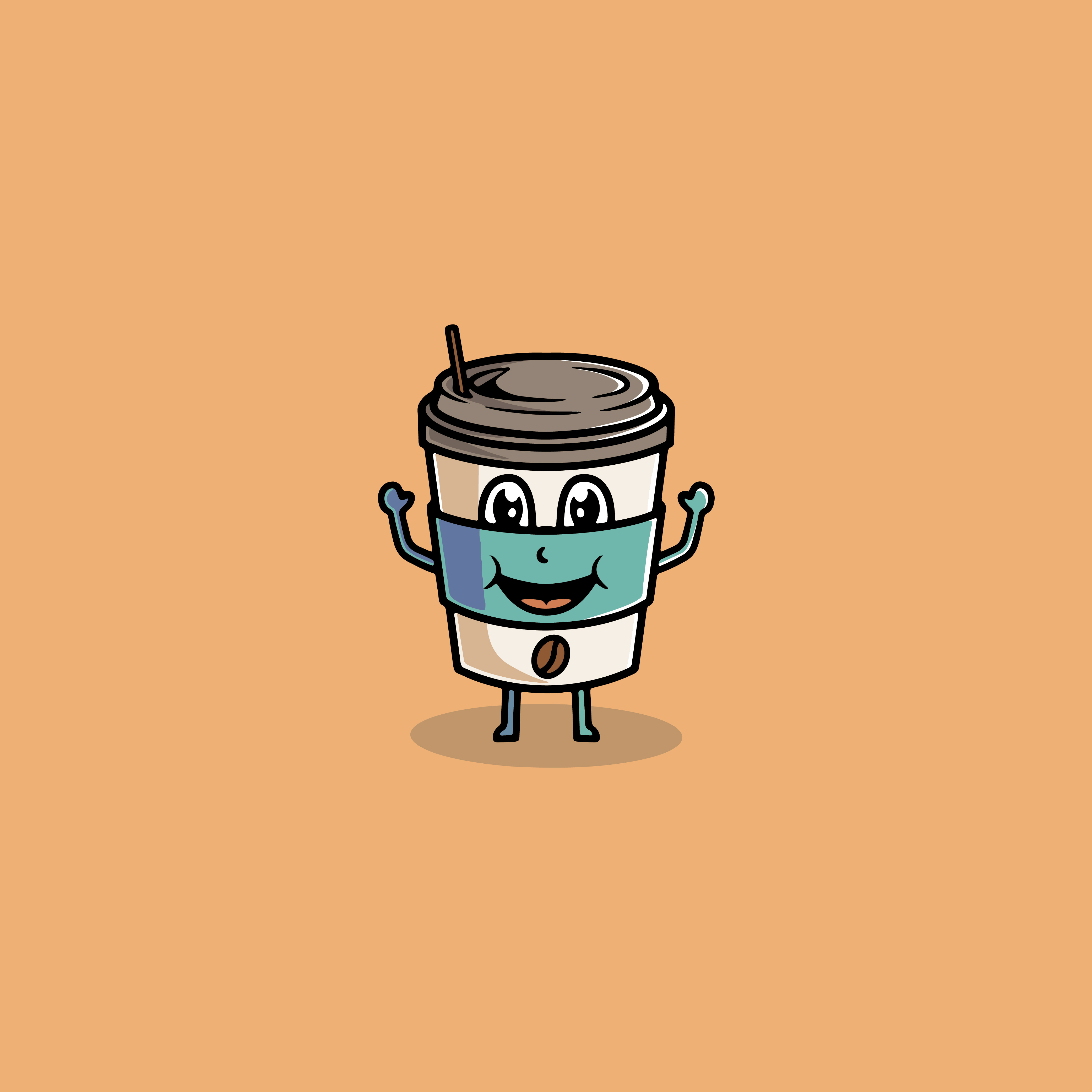 Cute Coffee Smiling Illustration caramel