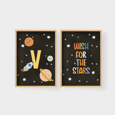 Space Adventure - Cute Kids Wall Decor Set colorful cuteillustration design graphic design illustration procreate