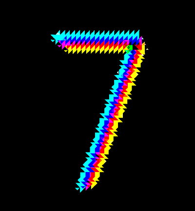 Number 7 amount digital art illustration isolated multicolored number seven