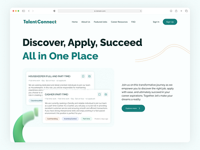 Talent Connect -Job finder Landing page design app design home job ui web