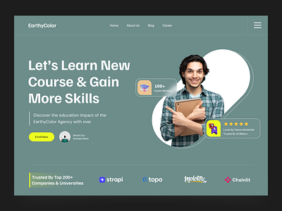 Elearning Landing Page branding education elearning homepage learn minimal mockup online skill trend ui ui ux website