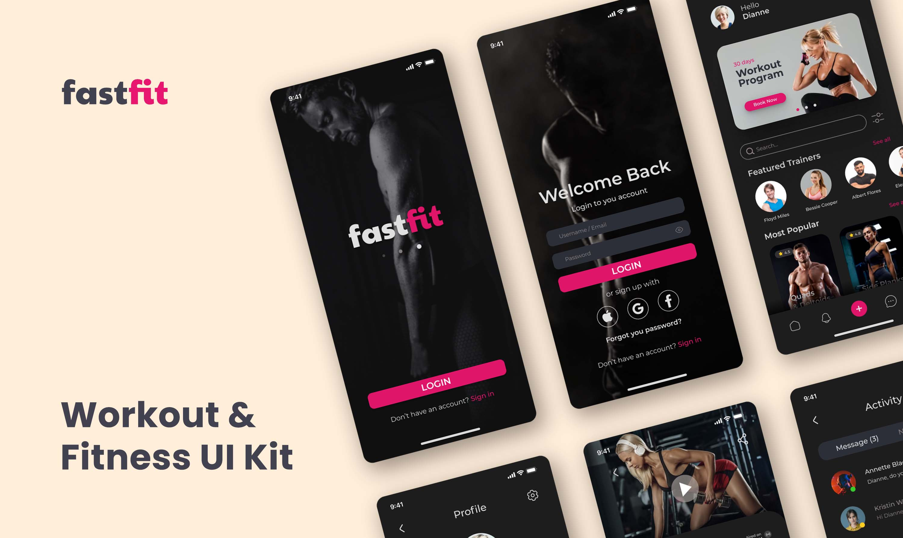 Fastfit Workout And Fitness UI app business fitness graphic design gym ui ux workout