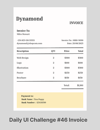 Daily UI Invoice #046 dailyui invoice ui uidesign uiux ux uxdesign webdesign