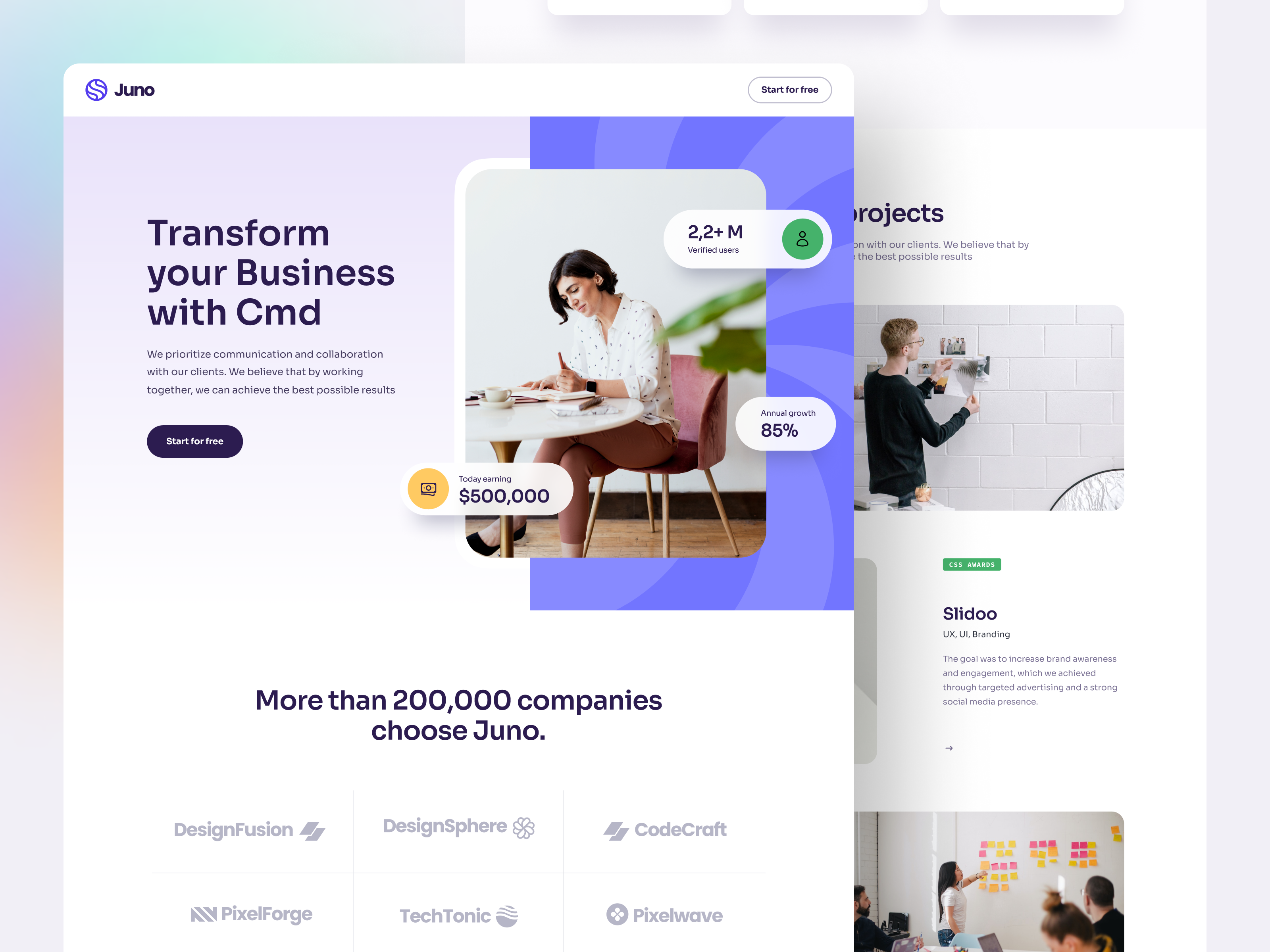 Juno – Landing Page agency business clean clean landing page hero header landing landing page landingpage minimal typography ui ui design ux ux design web design web landing page website