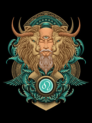 Leo Zodiac Engraving Illustration by WolforDeer on Dribbble