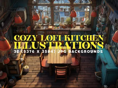 32 Cozy Lofi Kitchen Illustrations for Ultimate Relaxation! anime cozy illustrations kitchen lofi