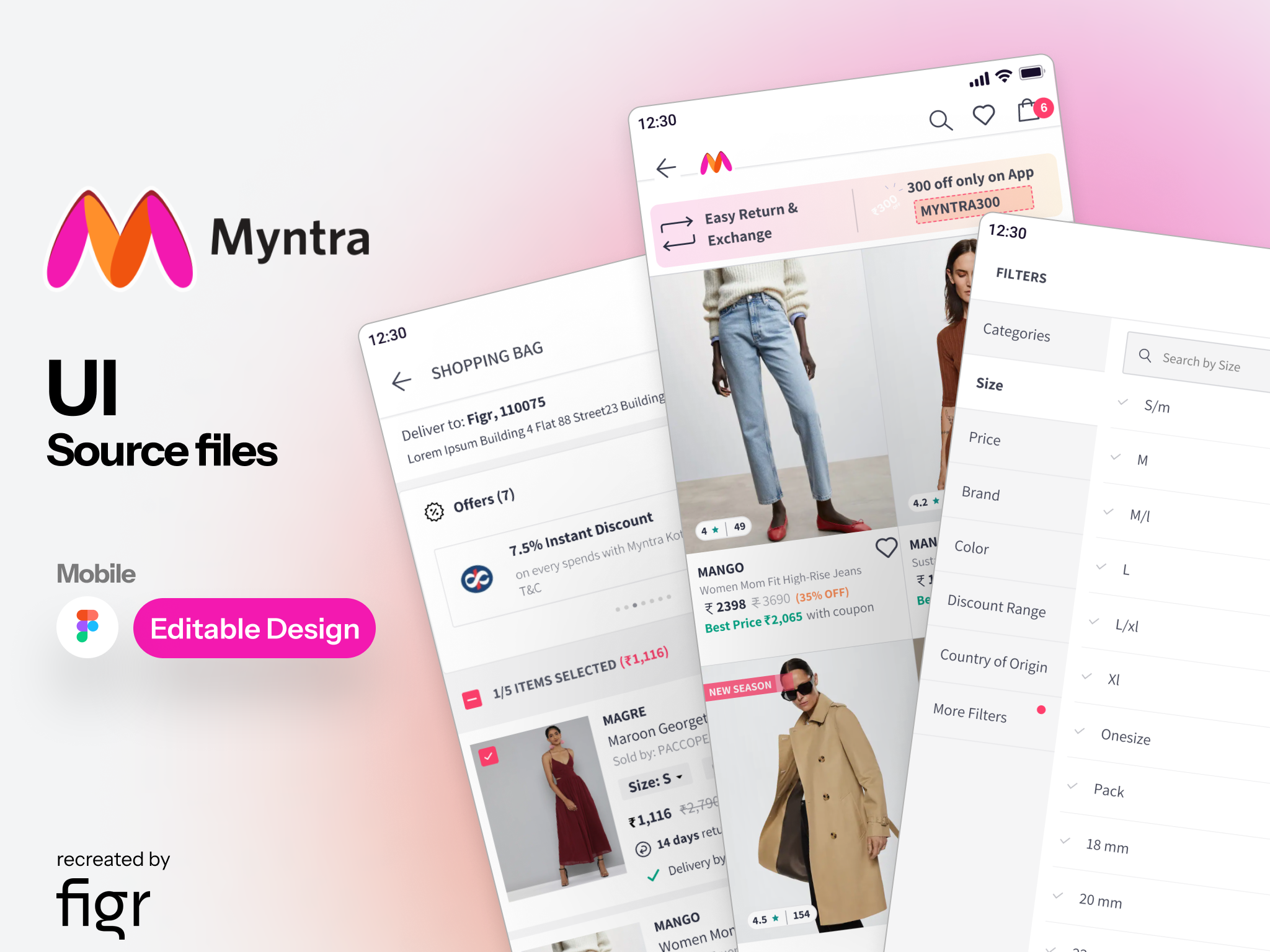 Myntra Mobile UI (Recreated) by Figr Design on Dribbble