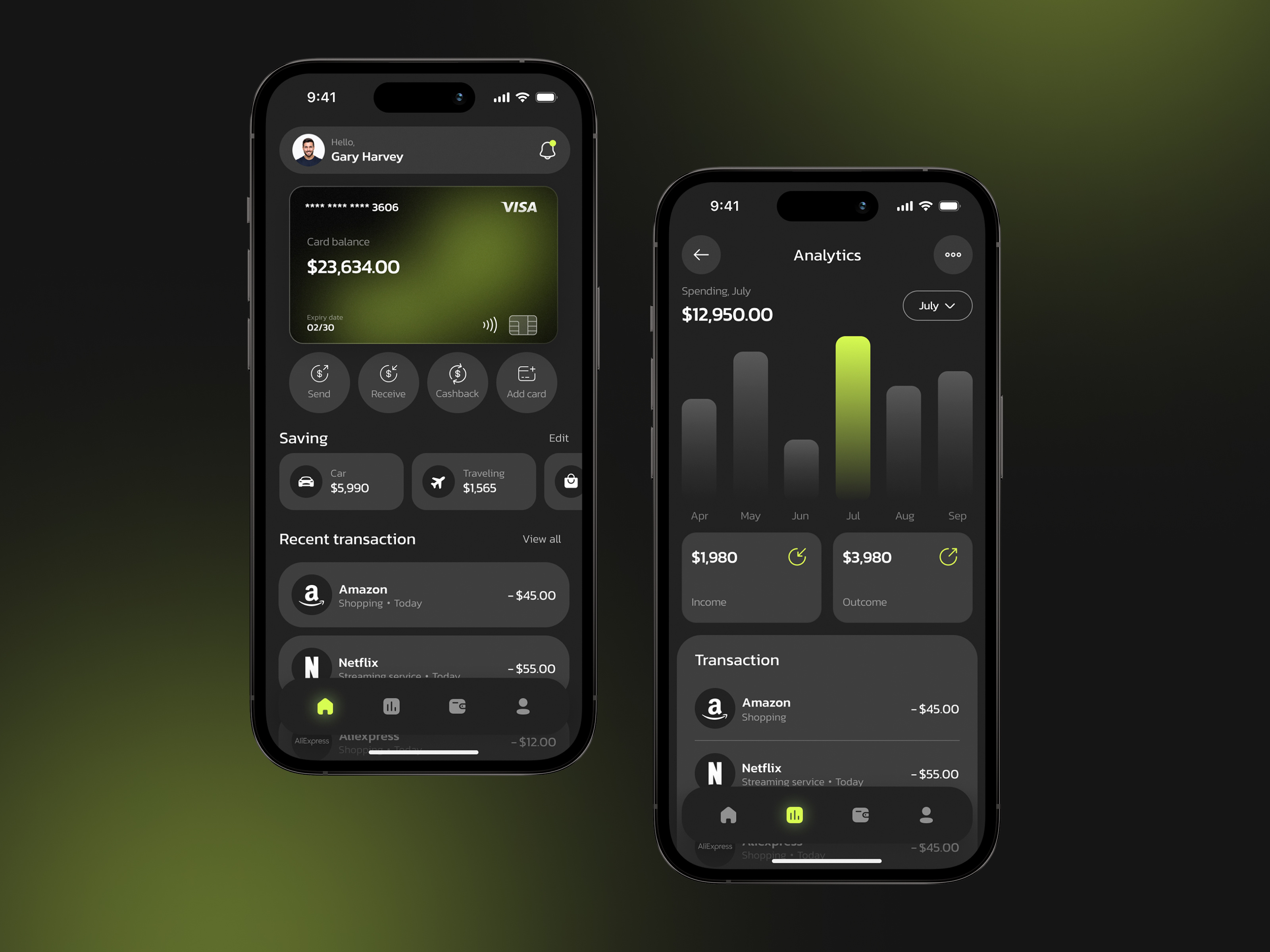 Example of Fin Tech Mobile App UI UX Design