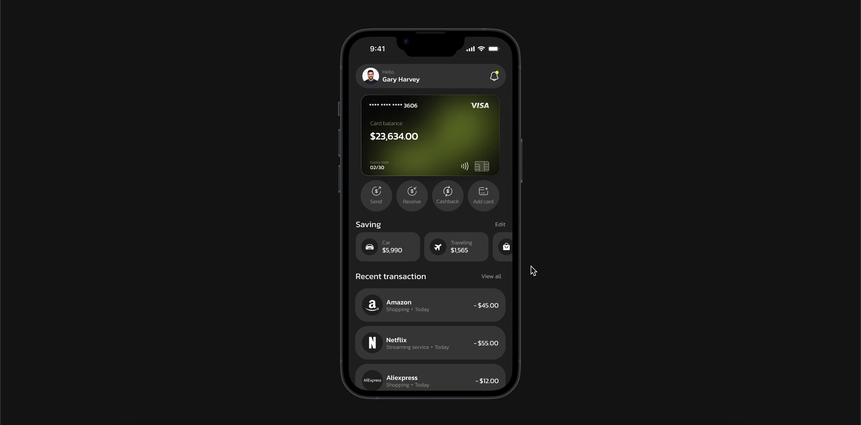 Example of Fin Tech Mobile App UI UX Design