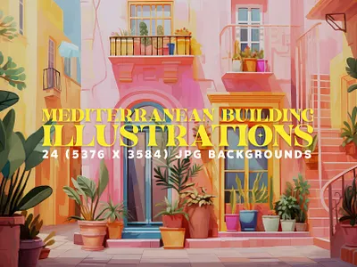 24 Mediterranean Village Buildings in Mesmerizing 5K Detail! architectural authentic backgrounds buildings colorful escape european illustrations istalian mediterranean travel vacation village