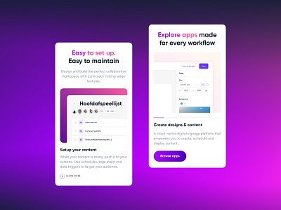 Lumicast — Marketing website branding dark design gradient interface marketing mobile purple responsive ui web webdesign website