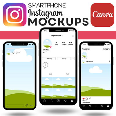 Smartphone Instagram Mockups canva canva design canva template instagram mockup social media mockup