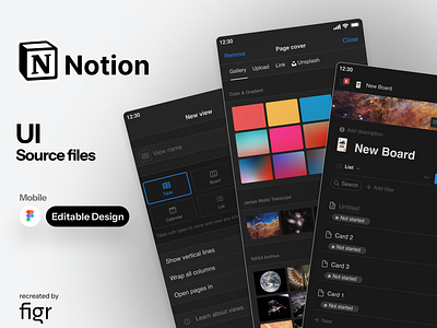 Notion Mobile UI (Recreated) assistant collaborative crm figma ios kanban kit manager mobile app notes notion planner productivity project saas todo tracking ui ui ux work organization app